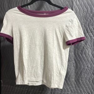 gray shirt with maroon outlining